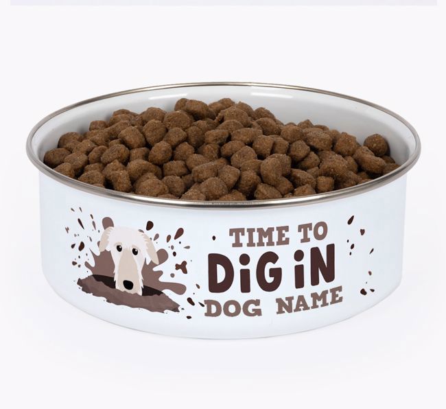 Time To Dig In: Personalised {breedFullName} Enamel Dog Bowl